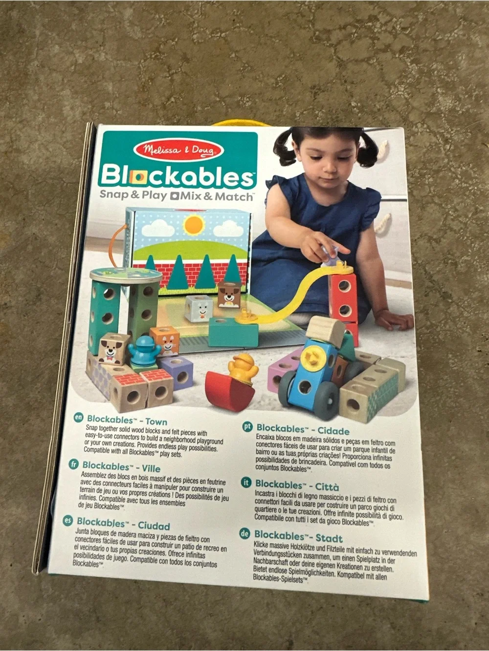 Melissa & Doug Blockables Town Play Set - Multicolor Wooden Snap & Play Blocks